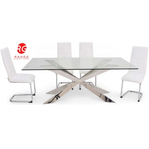 <strong>Super</strong> White Glass Dining Table with Luxury Glass Dining Room <strong>Furniture</strong> on Sale - Product Image 1