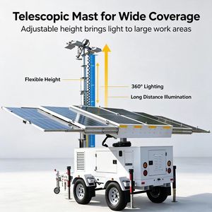 Torre de Iluminación Solar Impermeable IP67 y Resistente a la Corrosión, 6*150W LED, Controlador MPPT 60A, DC48V, 135000LUMS, 600AH, para Jardín y Paisajismo, Resistente a Vientos Fuertes - Product Image 2