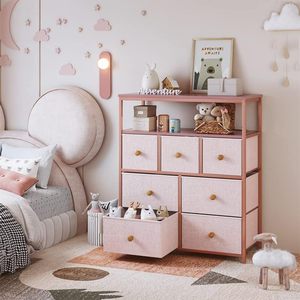 Lindo Dormitorio Estante Cómoda <span class=keywords><strong>Niñas</strong></span> Habitación 2 Estantes Marco de metal <span class=keywords><strong>Armarios</strong></span> altos Cómodas Cajones Soporte de TV Cómoda - Product Image 3