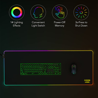 Alfombrillas de Ratón RGB para Juegos, Personalizadas, con 14 Luces, de Goma, Alfombrilla de Escritorio LED, Tapis de Souris, Mousepads RGB