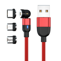 OEM 3FT 3 in 1 USB ke Tipe C Micro USB 8 Pin ponsel 540 kabel pengisi daya berputar magnetik