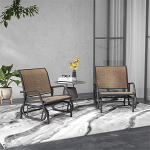 Conjunto de 2 Sillas Glider para Exteriores, Estructura Metálica, Tela Tejida, Muebles de Jardín, Diseño Contemporáneo, Asientos Duraderos para Patio - Product Image 6