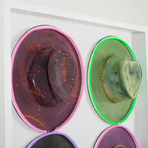 בית תפאורה מעורב מדיה אמנות בעבודת יד יצירות אמנות כובע קישוט 3D קאובוי ציור ממוסגר מודרני קיר אמנות