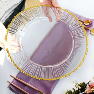 Assiettes et plats en verre transparent pour pary, décoration perlée en argent doré, bol en verre moderne pour mariage européen créatif - Product Image 3