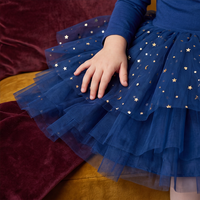 Justaucorps de danse en tulle brillant à manches longues avec jupe tutu pour filles
