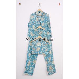 Ensemble de pyjama en coton indien doux à motif floral pour femmes taille élastique costume de nuit pour l'été hiver printemps vêtements de nuit - Product Image 5