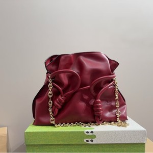 L's Relaxed Style Lucky Bag Burgundy Leather Drawstring Chain Shoulder Bag Everyday Fashion Spring 2026 - Product Image 1