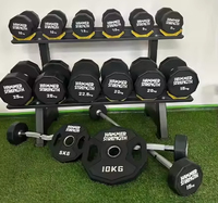Ensemble d'haltères fixes de gymnastique commerciale PINJIAN avec barre en caoutchouc pour l'haltérophilie libre de forme physique pour l'usage de gymnase