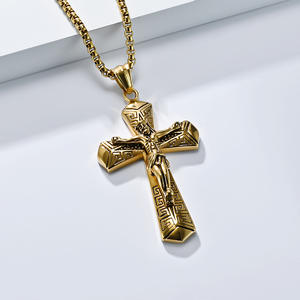 <b>Cross</b> Titanium Steel Necklace Men's Hip Hop Fashion Pendant Stainless Steel <b>Cross</b> Shape K PT629 - Product Image 3