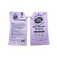 Pochettes souples personnalisées en PE recyclé de 500 ml et 1 L avec bec verseur pour emballage de lessive en poudre, liquide vaisselle et détergent
