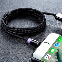 Cable de Datos Magnético de Carga Rápida de 2.4A, 1M, de Cobre Puro y Nylon, con Conector Micro USB Tipo-C para Teléfono y Computadora