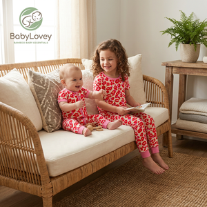 Babylovey OEM ODM, ensemble de pyjamas assortis pour filles, logo personnalisé, couleur douce, viscose de bambou, imprimé floral et <span class=keywords><strong>dessin</strong></span> animé - Product Image 4