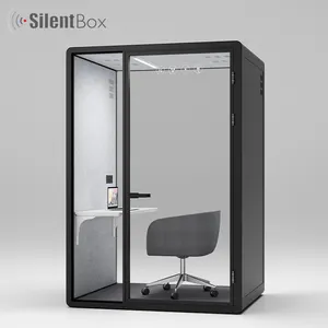 Hot Sales SilentBox Black 2 Seat Soundproof Office Pod Easy Assemble Noise Reduce Indoor Office Booth