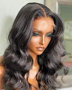 प्राकृतिक मानव बाल फीता सामने के चेहरे के चेहरे के चेहरे की चमक रहित 13*4*4 ब्राजीलियन कच्चे बाल शरीर की लहर काली महिलाओं के लिए प्री-प्लक hd - Product Image 1