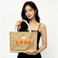 Sac en lin élégant avec logo personnalisé, motif écologique, grande capacité, sac en jute, sac de shopping, parfait pour les mariages et les cadeaux