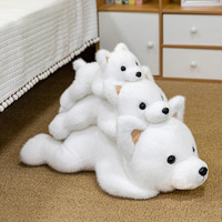 Peluche chien Westie couché, super douce, rembourrée en coton PP, anti-stress, pour adultes et enfants, cadeaux d'anniversaire