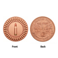 Pièce de monnaie commémorative personnalisée en cuivre gravée en 3D en relief, avec anneau radial tactique en forme de balle et bordure, pour collection