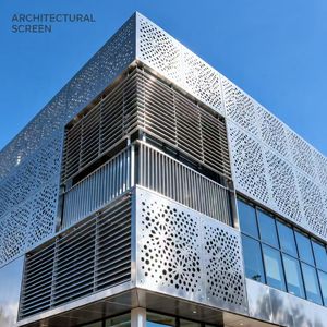 Revestimiento de fachada ventilada con pantalla metálica perforada de precisión, fabricada a medida para proyectos de edificios públicos. - Product Image 2