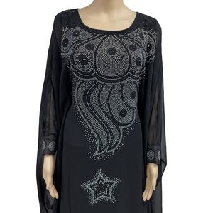 MC-1627 Chic Stone Chiffon Long African Abaya Muslim 2 Piece Set Pakaian Wanita Gaun Robe De Soiree Dengan Hijab - Product Image 5