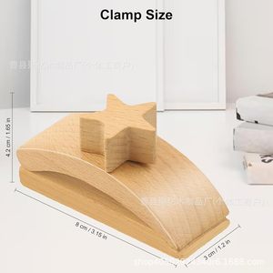 Wooden Wall Mounted Rug <b>Hooks</b> Star Shape <b>Black</b> Walnut Color For Bedroom Decoration Bedding Use - Product Image 3