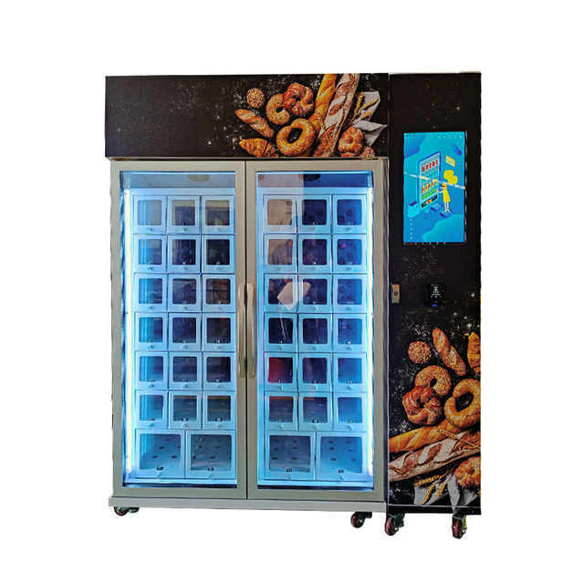 Best Selling Refrigerated Pizza Hamburger Sandwich Bento Ready-made Meals Food Locker Vending Machine with 22'inch Touch Screen