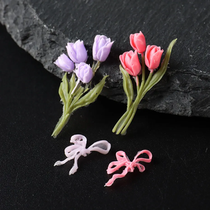 5D Tulip ikatan kuku jimat silikon cetakan manis Bowknot desain seni ukiran Resin cetakan motif bunga lembut cetakan cetakan cetakan alat - Product Image 3