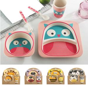 Zoológico de animales bebé placa arco Copa horquillas niños de fibra de bambú de juegos de vajilla - Product Image 2