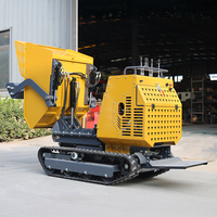 Mini-dumper sur chenilles de 1000 kg avec pelle hydraulique auto-chargeante, transporteur sur chenilles diesel de 1 tonne pour travaux agricoles et de construction