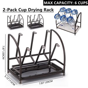 Mostrador de cocina, tendedero <span class=keywords><strong>Vertical</strong></span> para botellas, botella de agua de vidrio, taza, soporte para tazas de café, organizador para encimera con bandeja de drenaje - Product Image 3