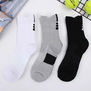 Cheap Solid Color <b>Running</b> Men Arch Support Cushion <b>Padded</b> Sport Crew Custom Basketball Socks High Quality Wholesale - Product Image 2