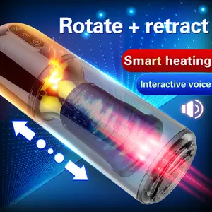 男性マスターベーターカップ全自動ストレッチスピンポケットプッシー膣セクシーな音声加熱大人のおもちゃゲイ男性ペニスマッサージャー