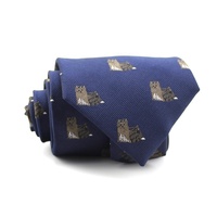 Cravate pour hommes en gros de Chine bleu marine en microfibre polyester tissé jacquard animal de compagnie chien grandes cravates personnalisées pour hommes