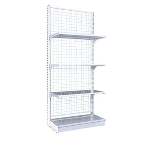 Double-Sided 30X60 Light-Duty Modular Metal Gondola <b>Shelves</b> 1810H*1200W*900D <b>Wire</b> Grid Back Supermarket Display White Epoxy - Product Image 2