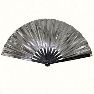 Éventail de Kung Fu d'art populaire de 13 pouces en gros, best-seller, en PVC imprimé, avec poignée en bambou blanc et noir, cadeaux promotionnels peints - Product Image 6