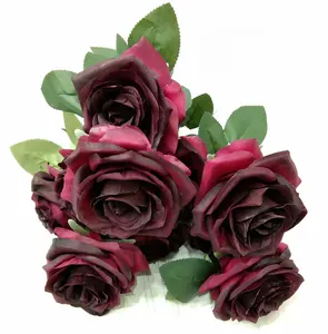 GM Princess Diana Rose Silk Artificial Flower Valentines Day (10 Heads), The Most Beautiful Roses for Wedding Home Decor