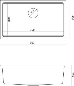 Quadron Logan 110 Évier <span class=keywords><strong>de</strong></span> cuisine 1 chambre Armoire sous plan <span class=keywords><strong>80</strong></span> <span class=keywords><strong>cm</strong></span> Évier encastré en or <span class=keywords><strong>de</strong></span> carbone pur PVD Dimensions 70X37X23.5CM - Product Image 3