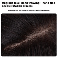 Perruque mi-longue pour femme LONGFOR, tissée à la main, ultra-fine, mèches de cheveux indiens, petite, respirante, aspect réaliste
