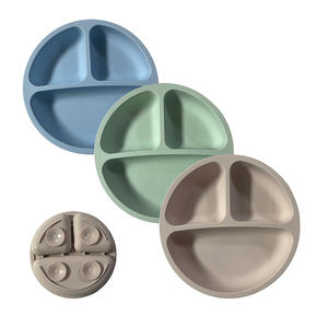 Ensemble d'alimentation pour bébé en silicone de qualité alimentaire en gros avec base d'aspiration, doux et lavable au lave-vaisselle, écologique et non toxique, réutilisable - Product Image 1