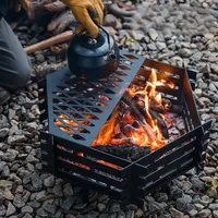 1 brûleur pliable et amovible en acier inoxydable et acier au carbone, résistant aux hautes températures, pour extérieur, avec grille de cuisson
