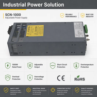 Alimentation à découpage AC-DC 1000W LEYU Modèle SCN-1000, sortie unique 12V, tension réglable, usage industriel, courant 80A, 86% de rendement