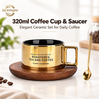 Ensemble de tasses à café en céramique de luxe Kingze avec logo personnalisé, design moderne, style porcelaine, tasses à thé avec boîte cadeau