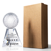 Trophée personnalisé en verre cristal, design globe de diamant bleu, ballon de golf, médaille commémorative pour champion d'équipe, prix
