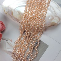 Chaîne de perles d'eau douce de 5-6 mm, forme de riz, percées, couleur orange, pour la fabrication de bijoux faits main, fournitures en gros