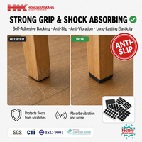 Coussinets en caoutchouc de silicone noirs découpés sur mesure avec adhésif pour meubles en verre - Fabrication HWK