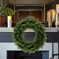 Ensemble de 50 guirlandes et couronnes de Noël en PVC écologique avec lumières LED 40cm 50cm 60cm décorations de pommes de pin et d'arc