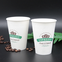 Gobelet en papier pour café chaud personnalisable vert gaufré 12 oz 380 ml et gobelet jetable pour boissons froides 16 oz pour utilisation en restaurant