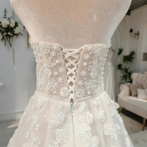 Jancember AM05 Robe de mariée élégante sans bretelles avec perles et fleurs - Product Image 5