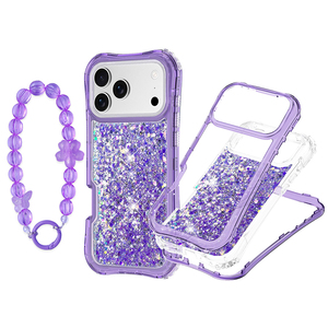 BEAUTYLINE Étui de téléphone portable 3 en 1 avec paillettes, protection unique à 360 degrés pour <span class=keywords><strong>iPhone</strong></span> 12 <span class=keywords><strong>13</strong></span> 14 15 16 17 <span class=keywords><strong>Pro</strong></span> Max, étuis de bonne qualité - Product Image 2
