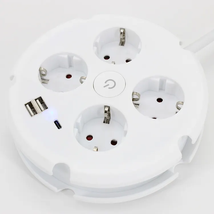 Hot Selling 4 Way Extension Socket 3 USB Power Strip Outlets With Switch And Cable