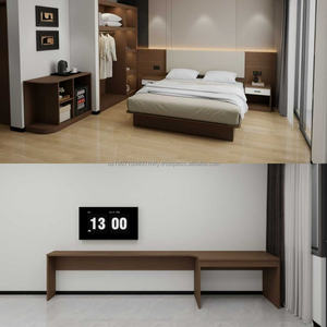 Ensemble de meubles de chambre d'hôtel modernes OEM ODM, économique, pour hôtel 3 étoiles, lit en bois avec table de chevet, meuble TV, armoire - Product Image 6